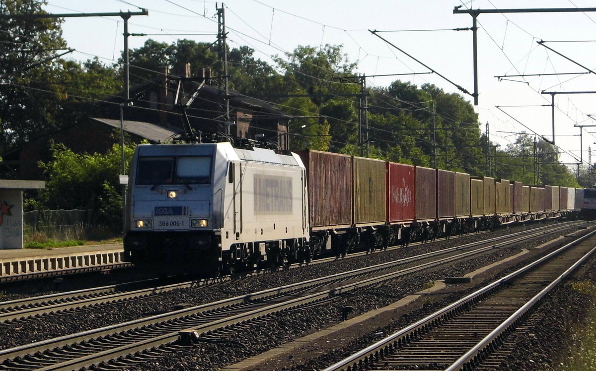 Am 15.09.2016 kam die 386 006-1 von METRANS aus Richtung Magdeburg nach Niederndodeleben und fuhr weiter in Richtung Braunschweig .