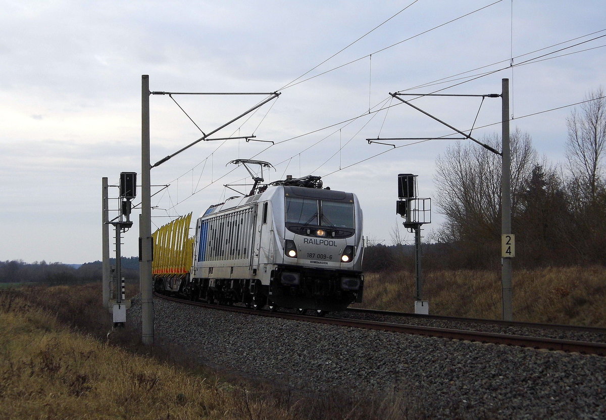 Am 16.01.2018 fuhr die 187 009-6 von der SETG (Railpool) von Borstel nach Stendal.