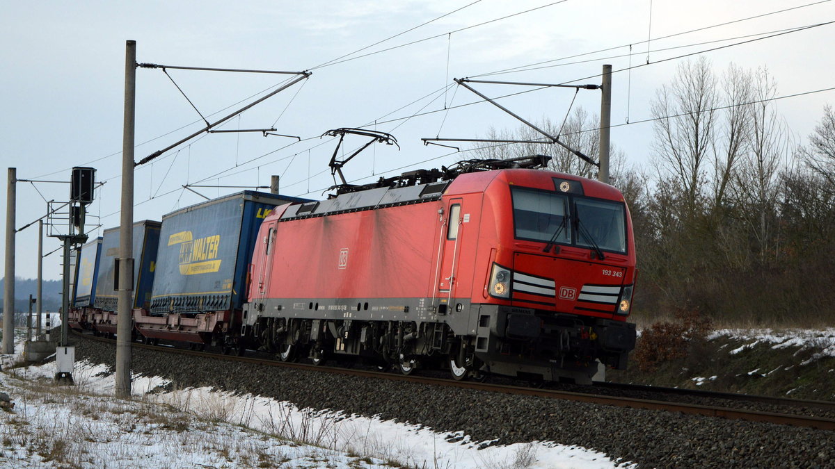 Am 16.02.2021 kam die 193 343-1 von  DB Cargo Deutschland AG,  aus Richtung Wittenberge und fuhr weiter in Richtung Stendal .  