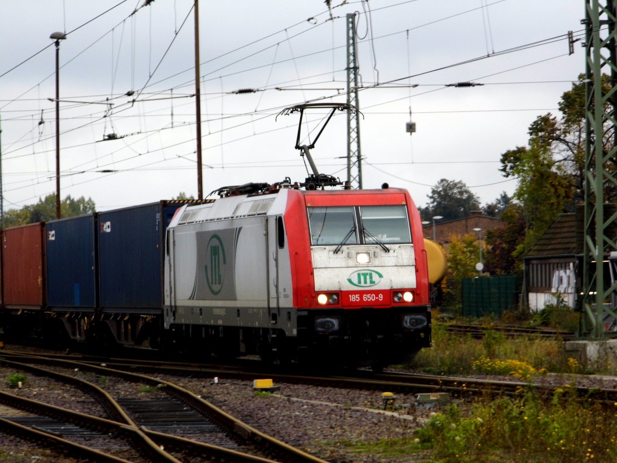 Am 16.10.2015 kam die 185 650-9 von der ITL aus Richtung Magdeburg nach Stendal und fuhr weiter in Richtung Salzwedel .
