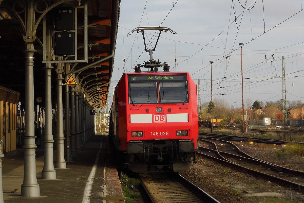 Am 16.11.2017 fuhr die 146 028 von der DB Regio von Wittenberge   nach Stendal und   weiter nach  Magdeburg .