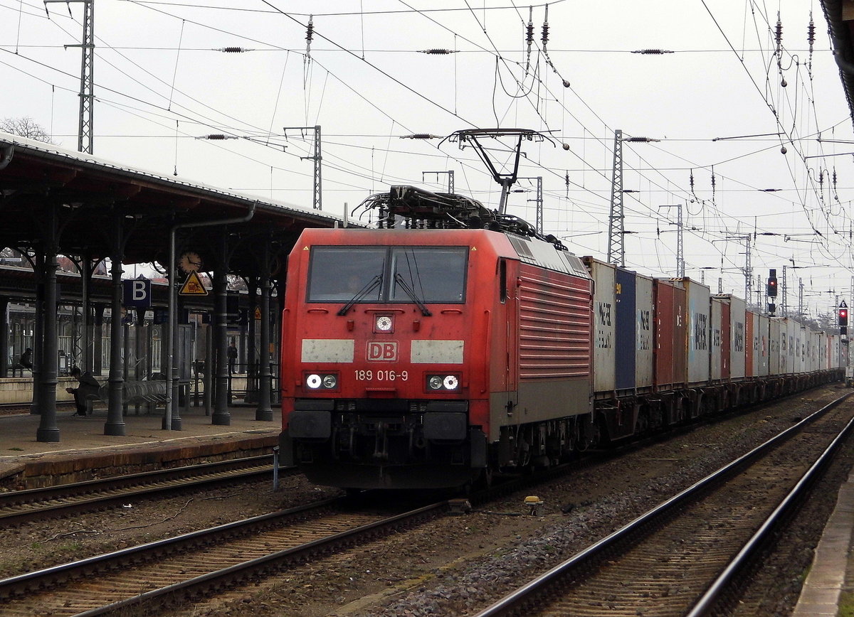 Am 17.03.2017 kam die 189 016-9 von der DB Cargo Deutschland AG, aus Richtung Magdeburg nach Stendal und fuhr weiter in Richtung Wittenberge .