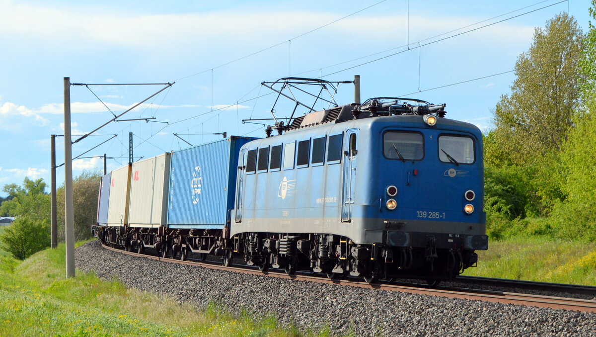Am 17.05.2021 kam die 139 285-1 von der EGP aus Richtung Wittenberge und fuhr weiter in Richtung Stendal.