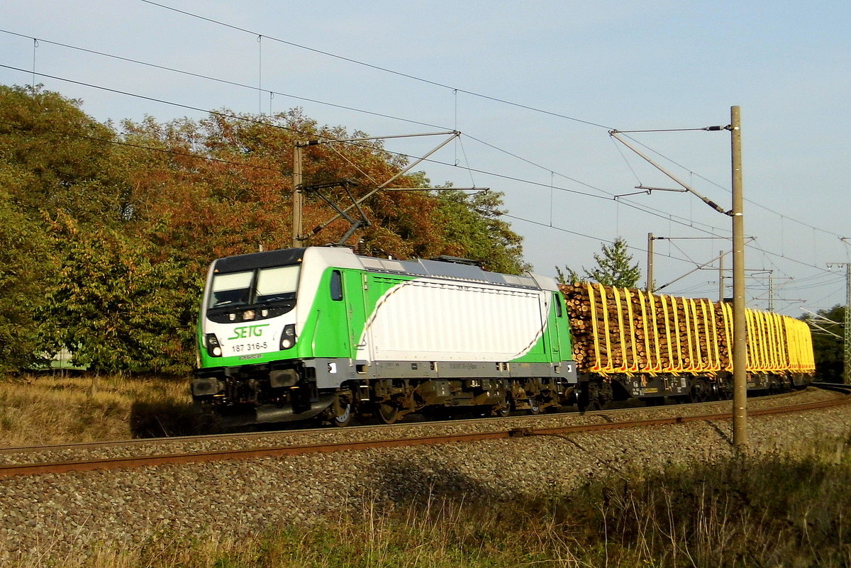 Am 17.09.2018 fuhr die  187 316-5 von der SETG (Railpool) von Rostock weiter nach Borstel .