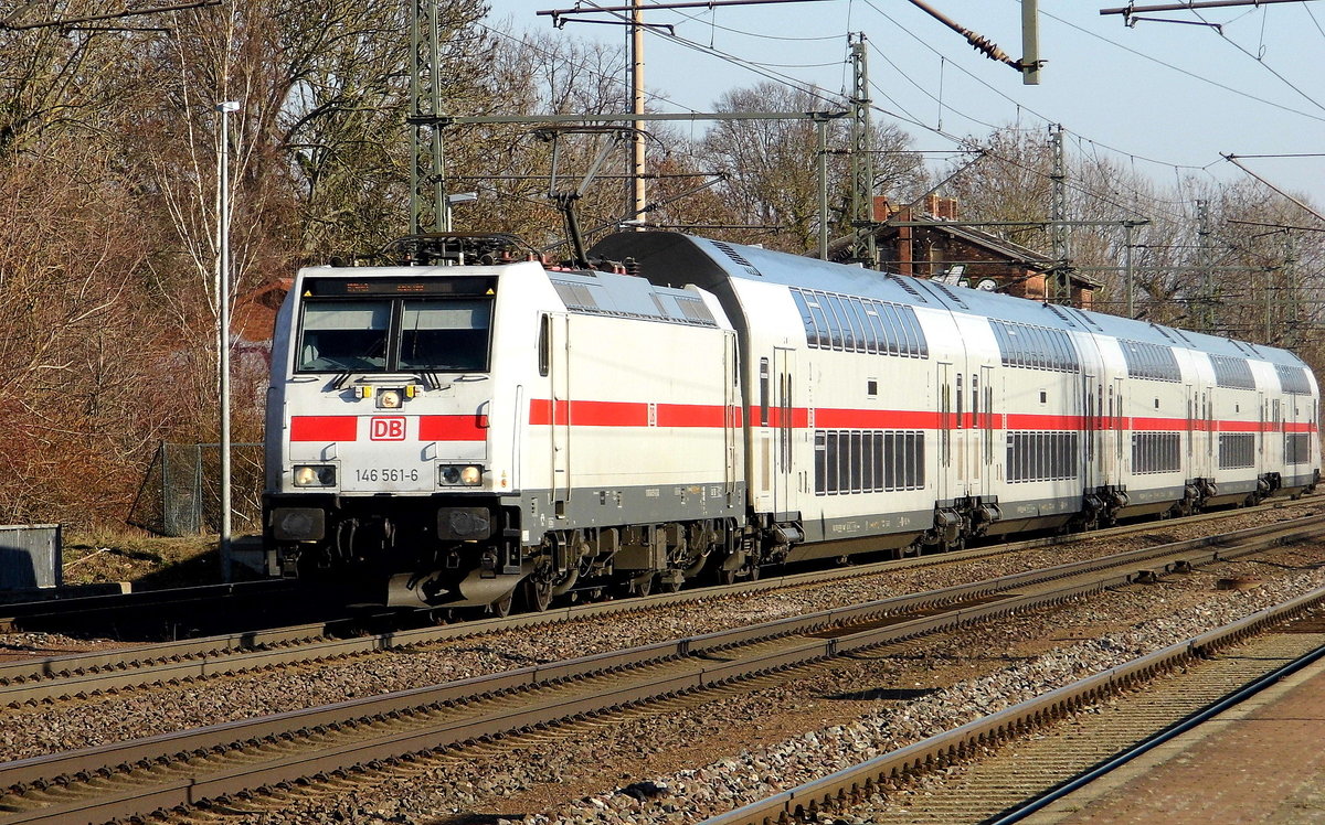 Am 18.02.2019 kam die 146 561-6 von der DB Fernverkehr AG, aus Richtung Magdeburg nach Niederndodeleben und fuhr weiter in Richtung Braunschweig .