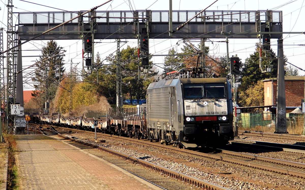 Am 18.02.2019 kam die 189 453-4 von DB Cargo Deutschland AG, (MRCE Dispolok)  aus Richtung Braunschweig nach Niederndodeleben und fuhr weiter in Richtung Magdeburg .