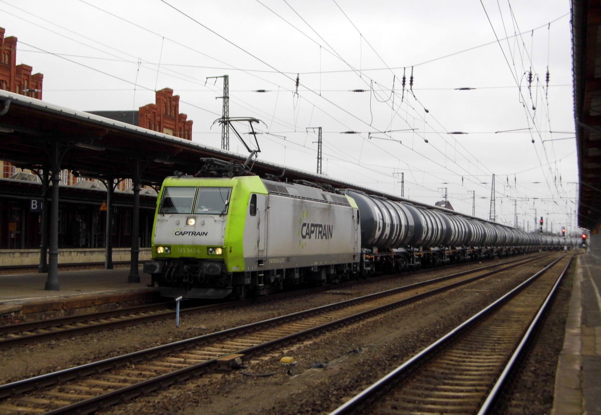 Am 18.03.2016 kam die 185 543-6 von CAPTRAIN aus Richtung Magdeburg nach Stendal und fuhr weiter in Richtung Salzwedel .