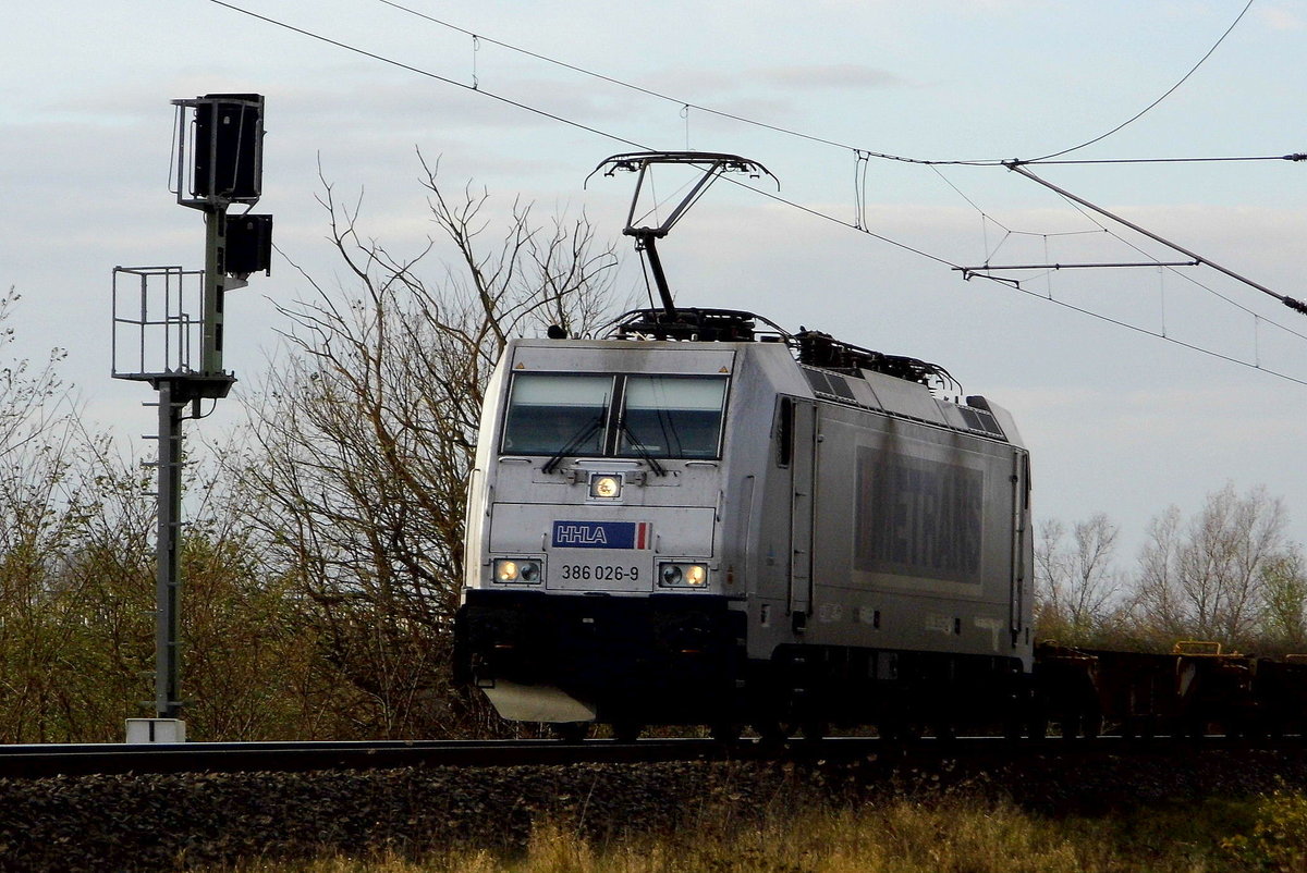 Am 18.11.2017 kam die 386 026-9 von METRANS aus Richtung Salzwedel nach Stendal .