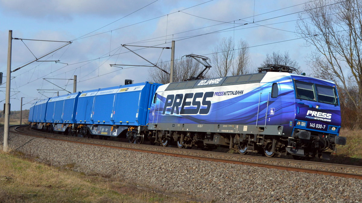 Am 19.02.2021 fuhr  die 145 030-7 von der PRESS von Borstel nach Stendal .