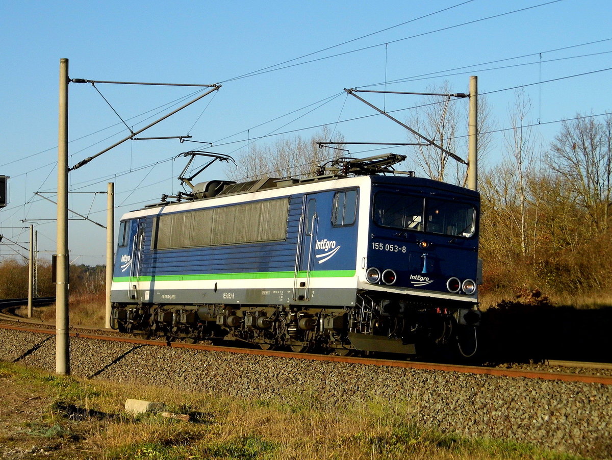 Am 19.12.2020 fuhr die 155 053-8 von der IntEgro Verkehr GmbH/PRESS   von Borstel nach Stendal .