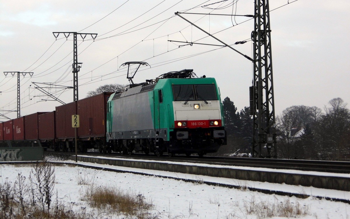 Am 20.01.2016 kam   186 130-1 von der ITL aus Richtung Stendal und fuhr weiter in Richtung  Salzwedel .