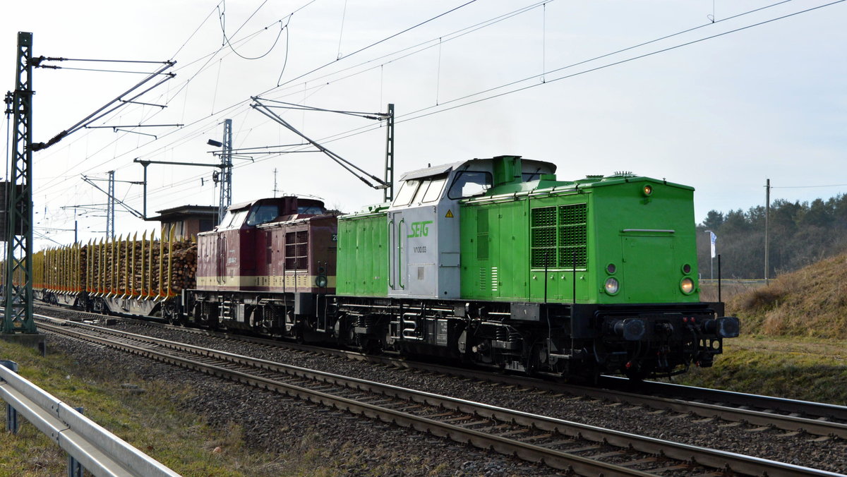Am 20.02.2021 fuhren die 202 484-2 von der SETG ( CLR - Cargo Logistik Rail-Service GmbH,) und die  202 494-1 von der SETG ( SRA ) von Borstel nach   Niedergörne .