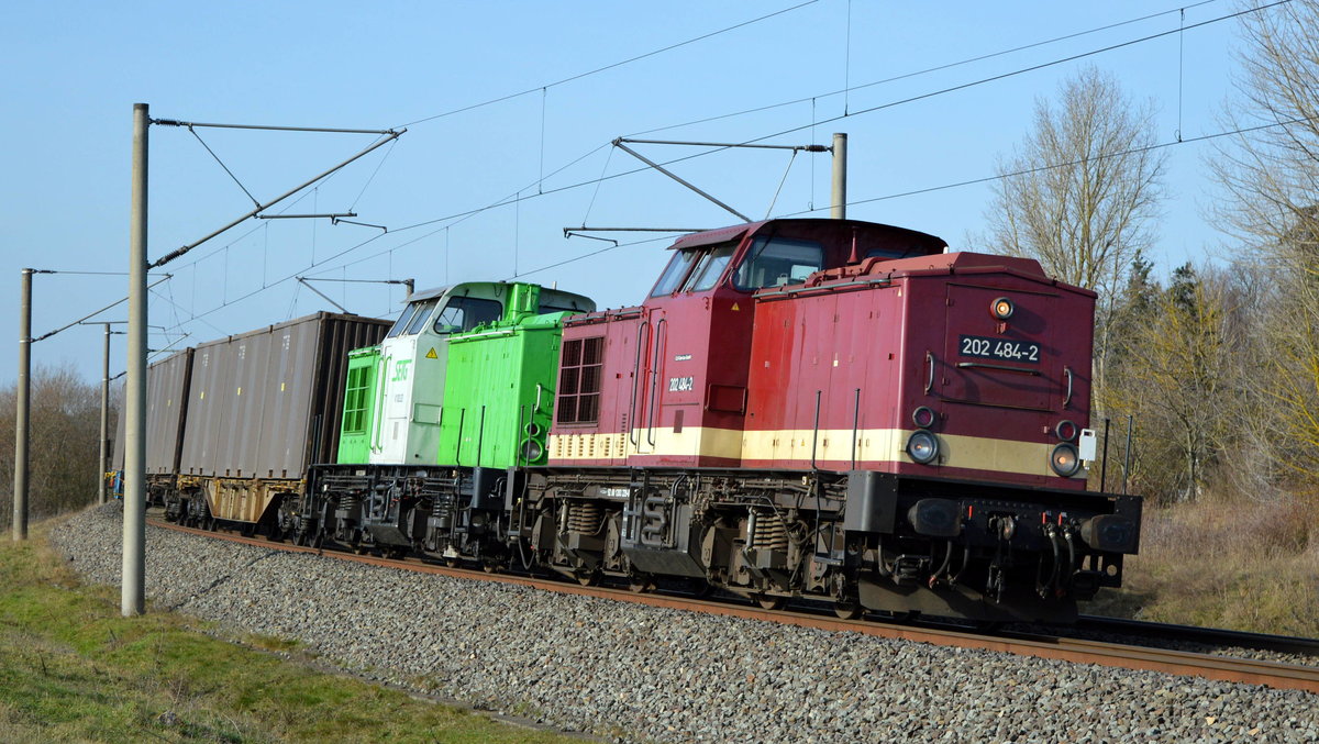 Am 20.02.2021 fuhren die 202 484-2 von der SETG ( CLR - Cargo Logistik Rail-Service GmbH,) und die 202 494-1  von der SETG ( SRA ) von Niedergörne nach Stendal .
