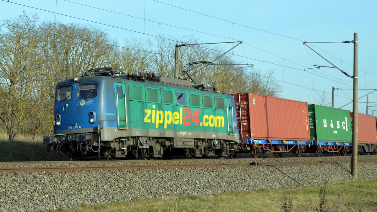 Am 20.02.2021 kam die  140 838-4 von der EGP aus Richtung Stendal und fuhr weiter in Richtung Wittenberge .
