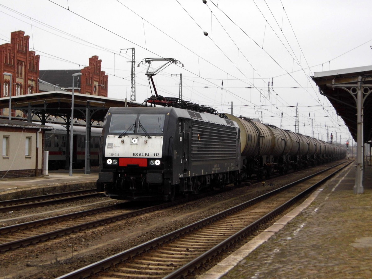 Am 20.03.2016 kam die 189 113 von der LTE Logistik (MRCE Dispolok) aus Richtung Magdeburg nach Stendal und fuhr weiter in Richtung Wittenberge .