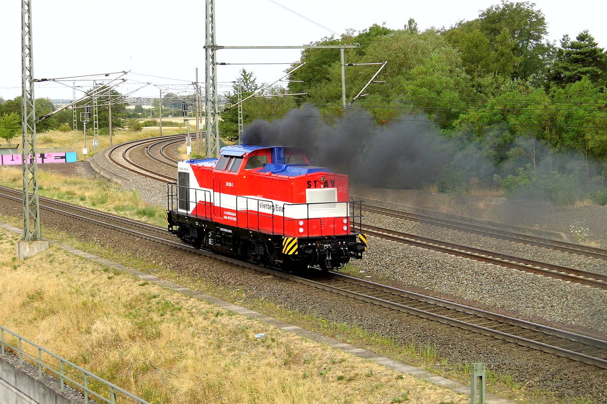 Am 20.07.2018 fuhr   die  203 006-2  von der  STAV GmbH, Falkenberg (Elster)  von  Stendal  nach  Salzwedel .