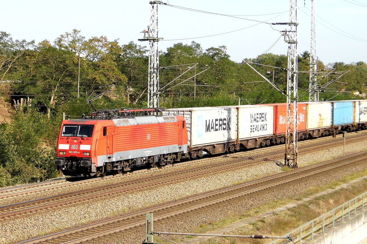 Am 20.09.2020 kam die 189 009-4 von DB Cargo Deutschland AG, aus Richtung Stendal und fuhr weiter in Richtung Wittenberge.