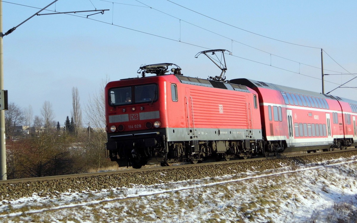 Am 21.01.2016 kam 114 028  von der DB aus Richtung Stendal und fuhr weiter in Richtung Salzwedel .
