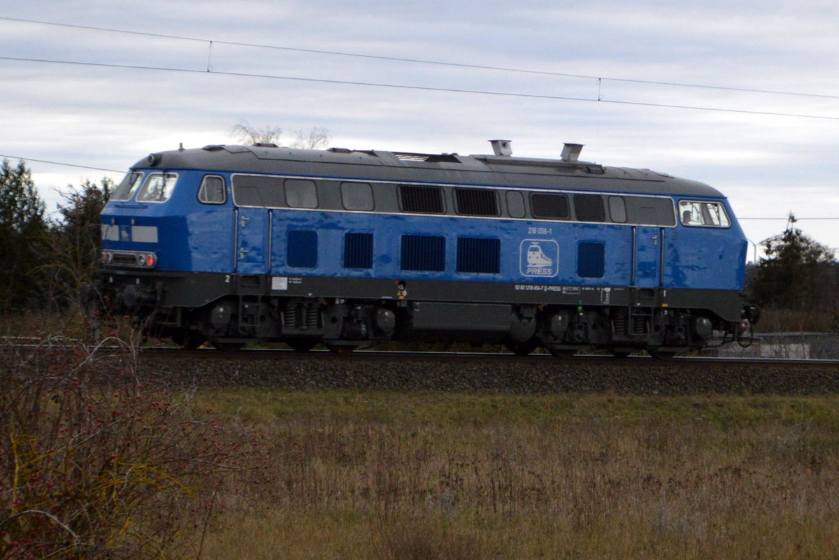 Am 21.01.2021 kam die  218 056-1 von der PRESS aus Richtung Stendal und fuhr weiter in Richtung Salzwedel .