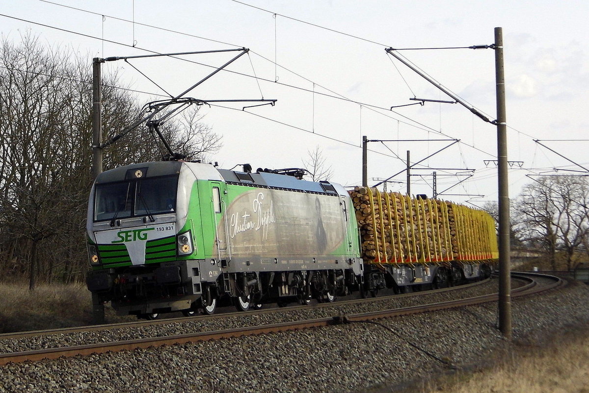 Am 21.03.2018 fuhr die 193 831-5 von der SETG (ELL) von Rostock weiter nach Borstel .