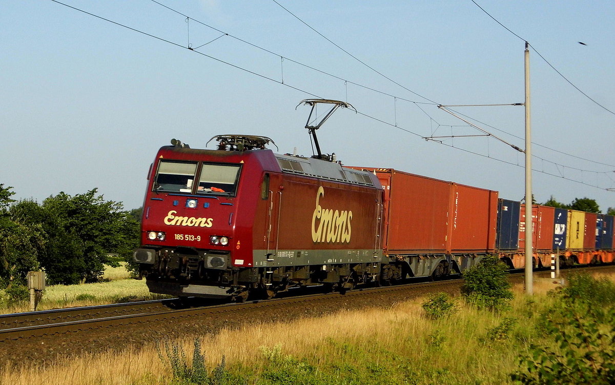 Am 22.06.2017 kam die  185 513-9 von Emons aus Richtung Salzwedel und fuhr nach Stendal .