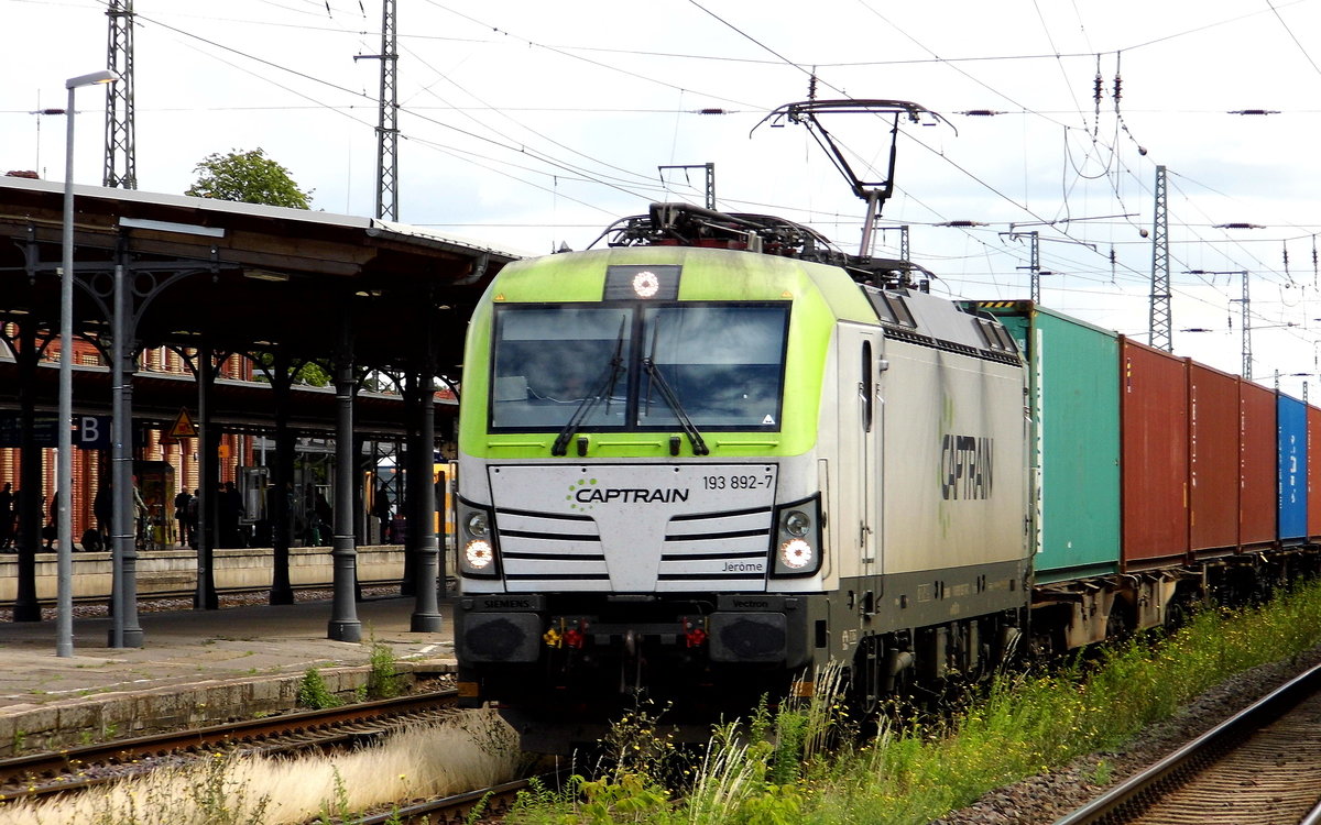 Am 22.06.2018 kam die  193 892-7 [Name: Jérôme] von CAPTRAIN aus Richtung Magdeburg nach Stendal und fuhr weiter in Richtung Salzwedel .