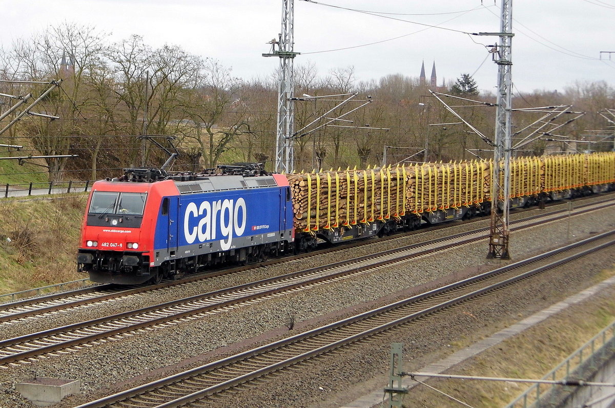 Am 23.03.2018 fuhr die 482 047-8 von der Press (SBB Cargo) von Stendal nach Borstel .