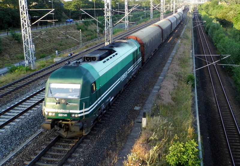 Am 23.07.2014 kam die 223 141 von der  Enercon  aus der Richtung Stendal und fuhr nach  Salzwedel. 