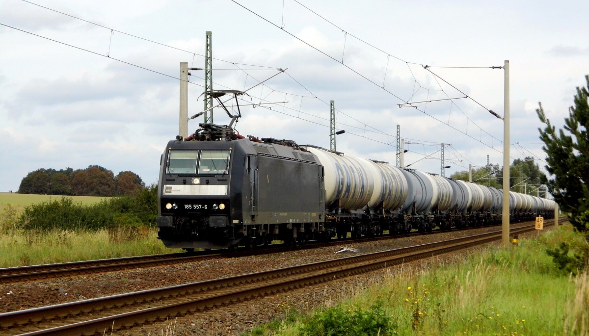 Am 23.09.2015 kam die 185 557-6 von der MRCE dispolok aus der Richtung Stendal nach Demker und fuhr weiter in Richtung Magdeburg .
