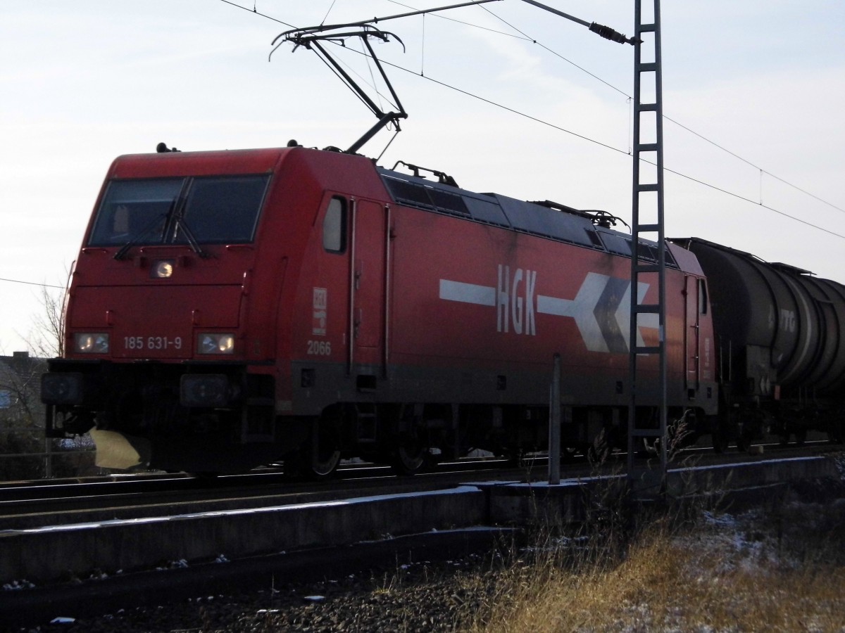 Am 24.01.2015 kam die 185 631-9 von der HGK aus Richtung Salzwedel und fuhr weiter in Richtung Stendal .