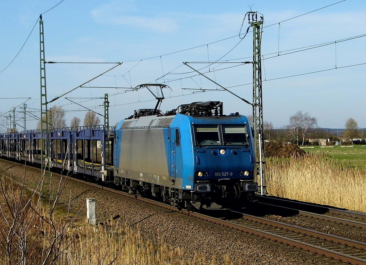 Am 24.03.2017 kam die 185 527-9 von der Crossrail AG, aus Richtung Braunschweig nach Stendal .