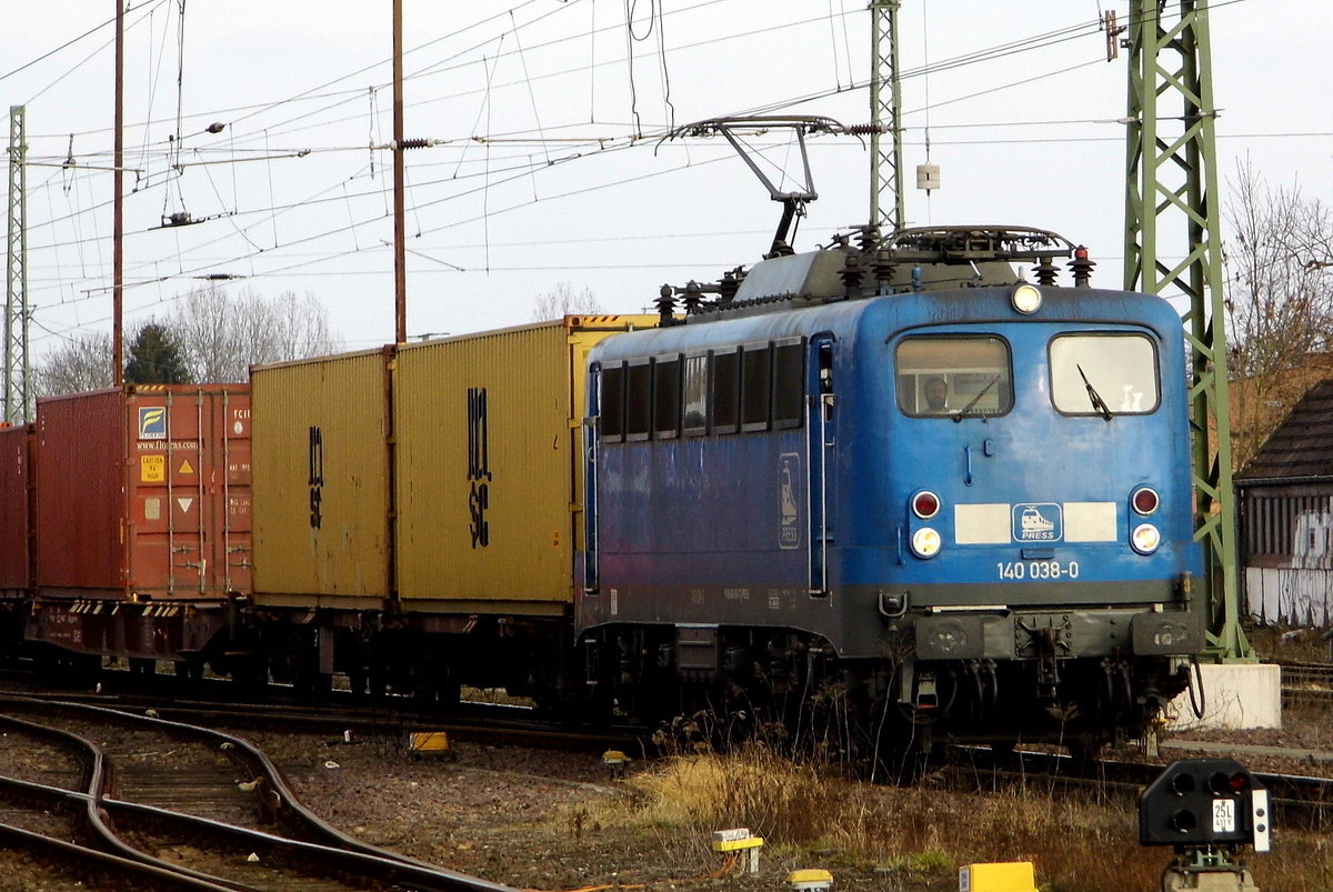 Am 24.03.2018 fuhr die 140 038-0 von METRANS (PRESS) von Leipzig nach Stendal und weiter nach Hamburg .