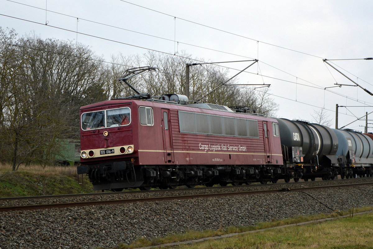 Am 25.01.2021 kam die 155 016-9 von der  CLR - Cargo Logistik Rail-Service GmbH, aus Richtung Stendal und fuhr weiter in Richtung Wittenberge .