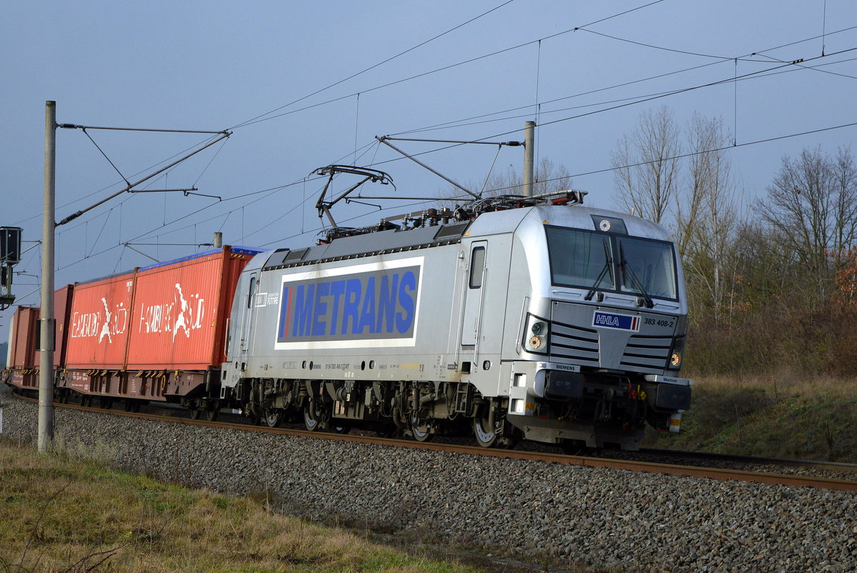 Am 25.01.2021 kam die 383 408-2 von METRANS aus Richtung Wittenberge und fuhr weiter in Richtung Stendal .