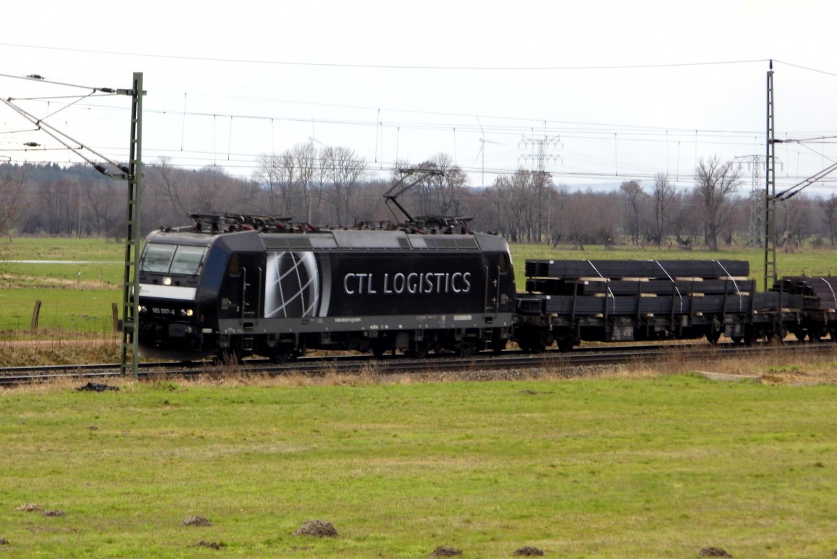 Am 25.02.2016 kam die 185 557-6 von der CTL Logistics GmbH, ( MRCE Dispolok) aus Richtung Hannover  und fuhr weiter in Richtung Stendal .
