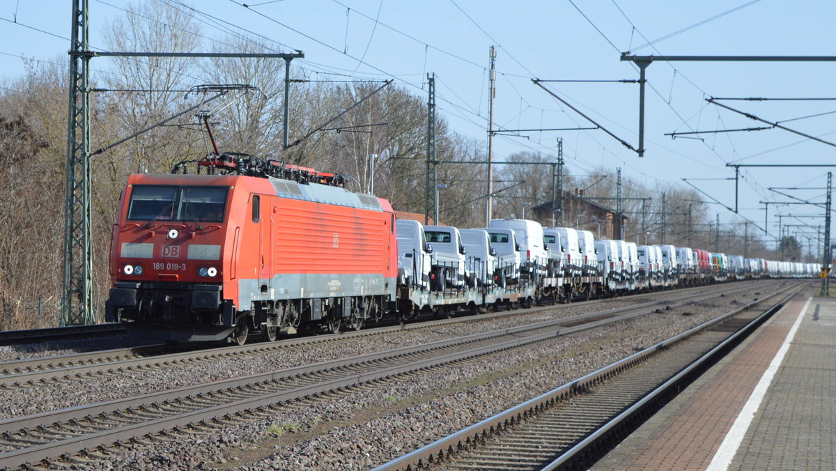 Am 25.02.2021 kam die 189 019-3 von DB Cargo Deutschland AG, aus Richtung Magdeburg nach Niederndodeleben und fuhr weiter in Richtung Braunschweig .