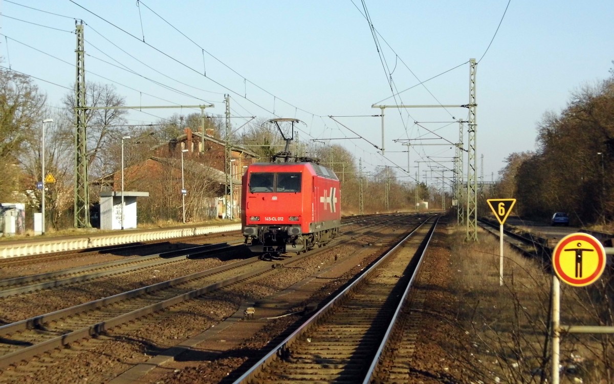 Am 26.02.2015 kam die 145-CL 012  von der HGK aus Richtung Braunschweig nach Niederndodeleben und fuhr weiter in Richtung Magdeburg .