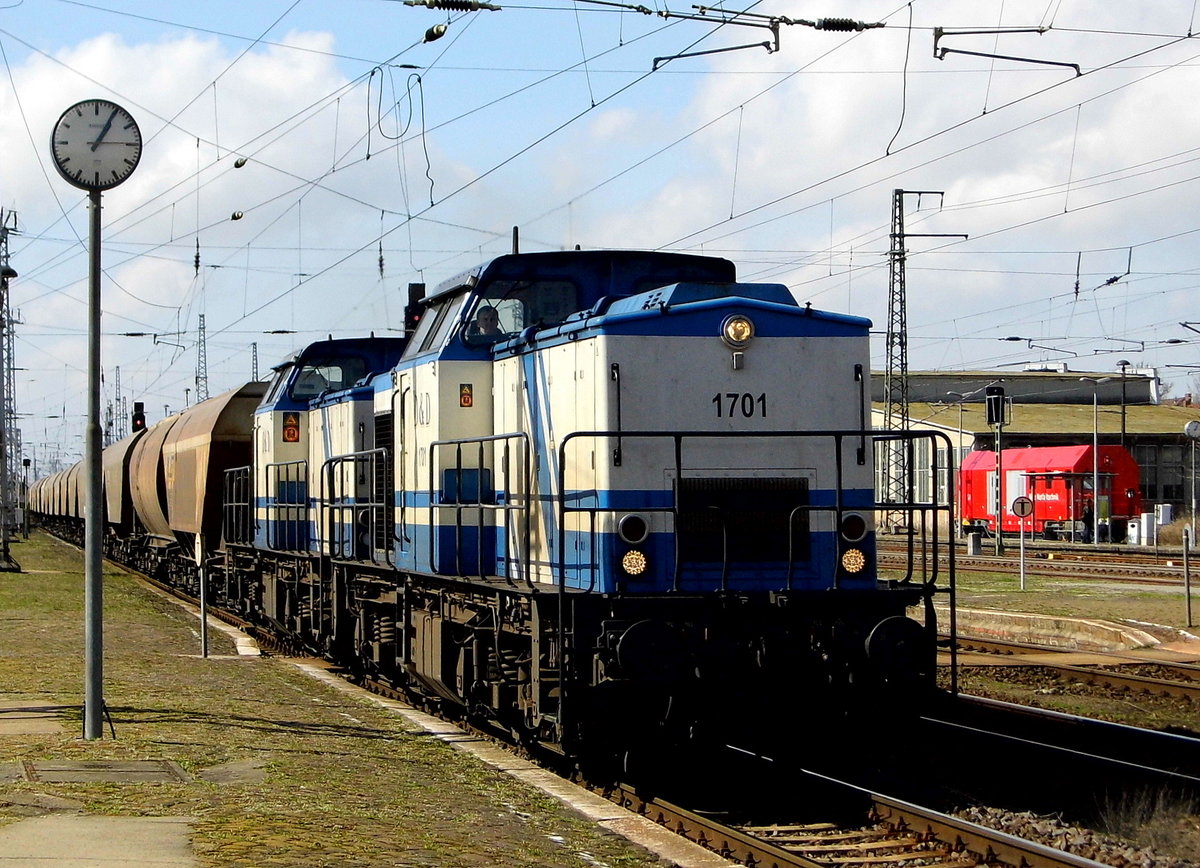 Am 26.03.2017 kamen die 203 130-0 und die 203 110-2  von der  D&D Eisenbahngesellschaft mbH, aus Richtung Salzwedel nach Stendal und fuhr weiter in Richtung Magdeburg .