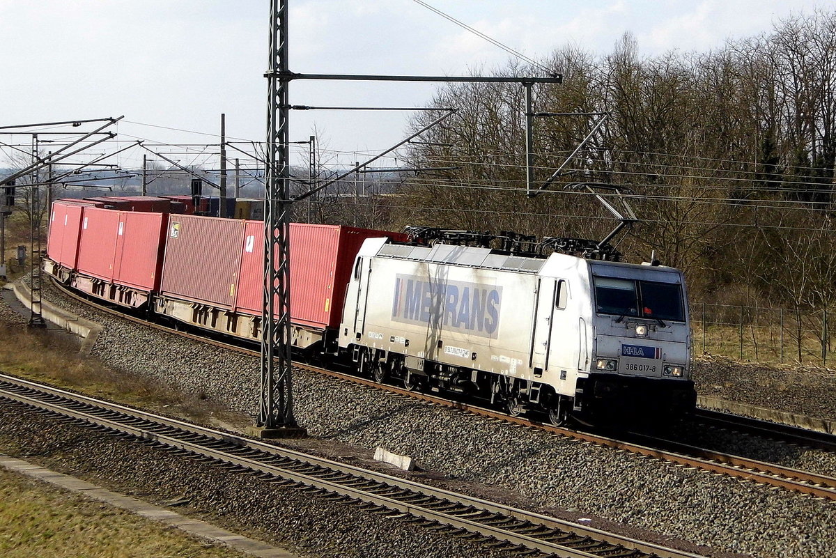 Am 26.03.2018 kam die 386 017-8 von METRANS aus Richtung Wittenberge und fuhr weiter in Richtung Stendal .