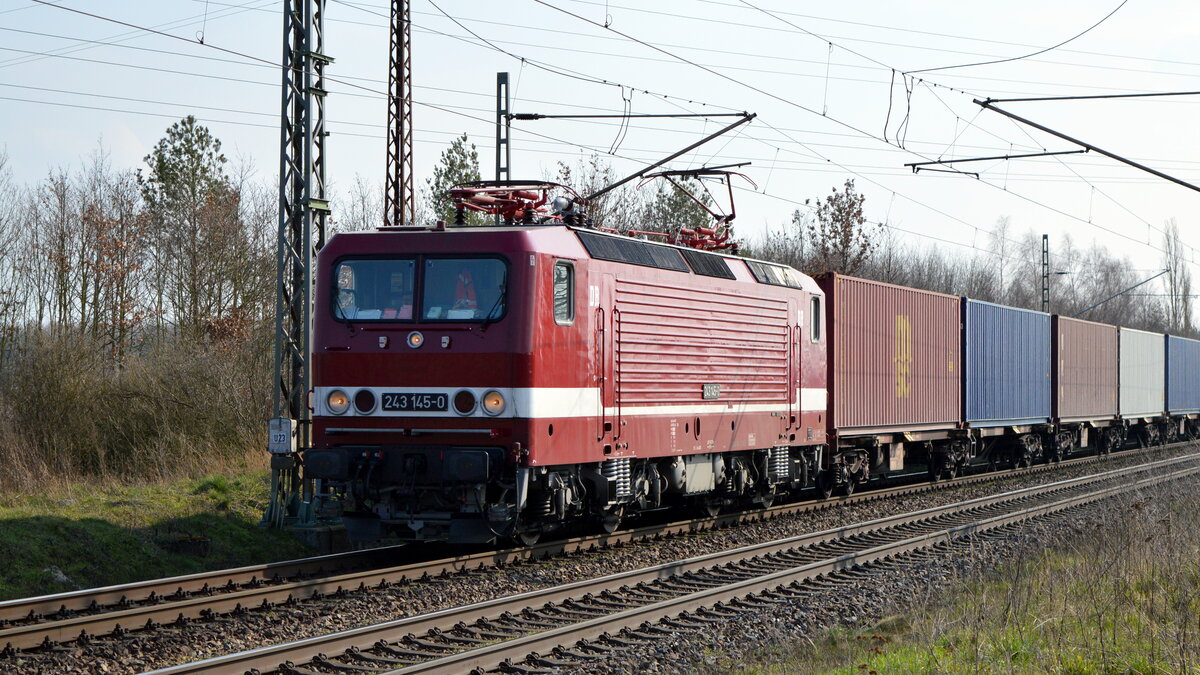 Am 26.03.2021 fuhr die 243 145-0 von  DeltaRail GmbH, von Magdeburg nach Stendal .