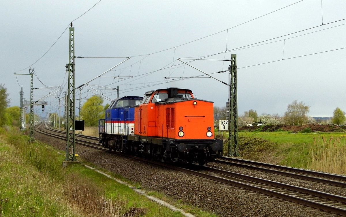Am 26.04.2016 kamen die 203 701-8 von   Alstom  und die 203 -  aus Richtung Hannover und fuhr weiter in Richtung Stendal .