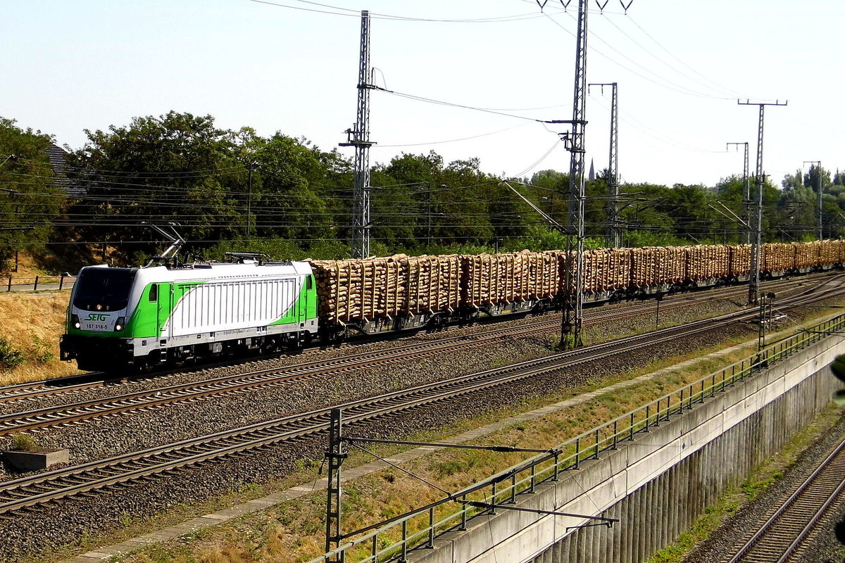 Am 26.07.2018 fuhr die  187 316-5 von der SETG (Railpool) von Rostock weiter nach Borstel .
