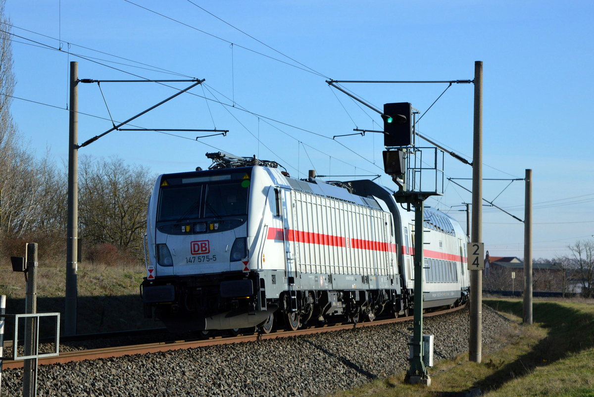 Am 27.01.2021 kam die 147 575-5 von DB Fernverkehr AG ,aus Richtung Wittenberge und fuhr weiter in Richtung Stendal .