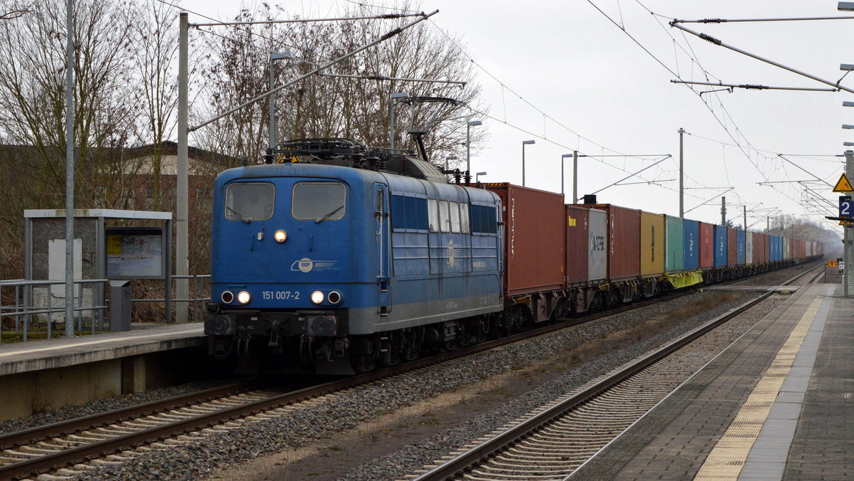 Am 27.02.2021 kam die  151 007-2 von der EGP aus der Richtung Magdeburg nach Demker und fuhr weiter in Richtung Stendal .