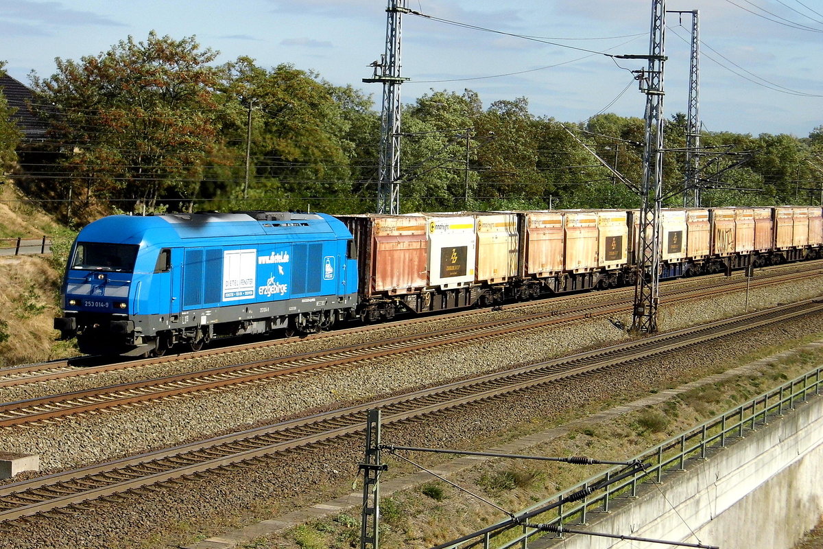 Am 27.09.2018 fuhr die 253 014-9 von der Press von Kodersdorf-Sachsen   nach Stendal und weiter nach  Niedergörne .