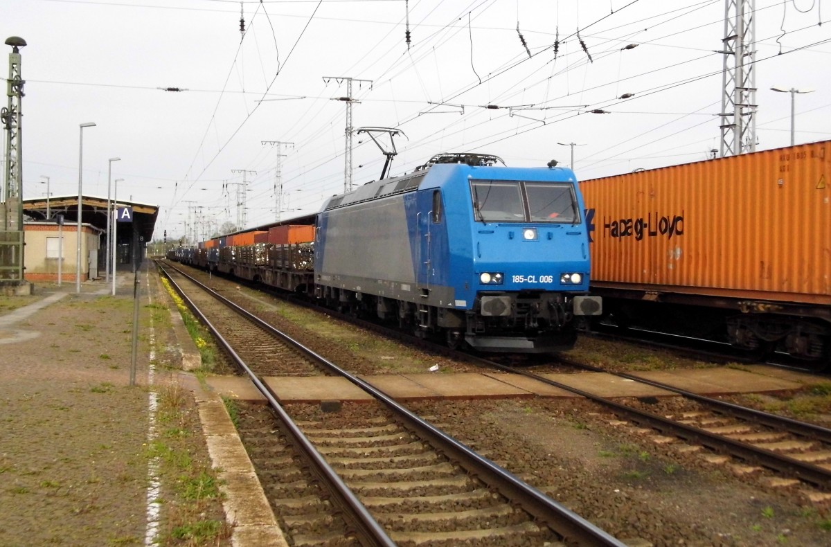 Am 29.04.2015 kam die 185-CL 006  aus Richtung Magdeburg nach Stendal und fuhr weiter in Richtung Hannover .