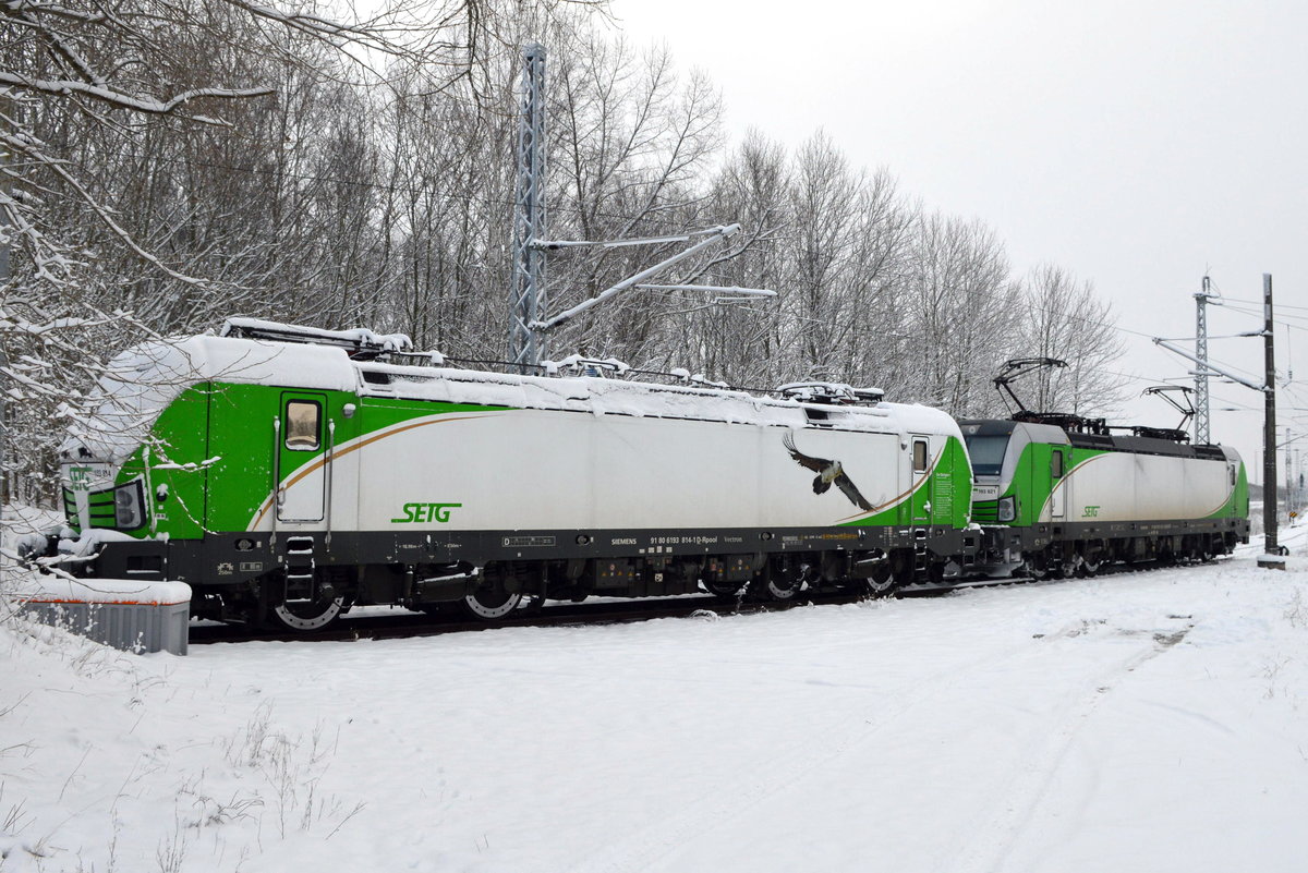  Am 30.01.2021 waren die 193 814-1 von der SETG ( Railpool ) und die 193 821-6 von der SETG (ELL) in Borstel abgestellt .