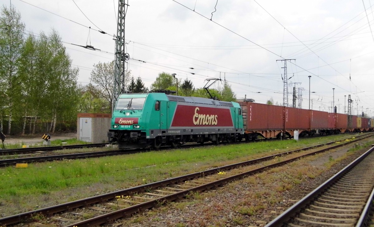 Am 30.04.2015 kam die 185 612-9 von der Emons aus Richtung Wittenberge nach Stendal und fuhr weiter in Richtung Magdeburg .