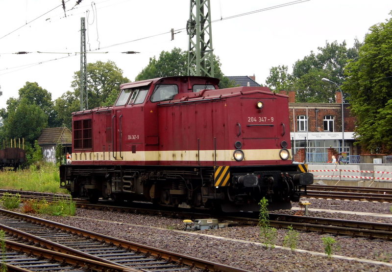 Am 30.07.2014 Rangierfahrt von der 204 347-9 von der MTEG (Press) in Stendal.