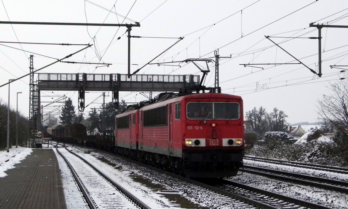 Am 31.01.2015 kam die 155 112-6 von der DB aus Richtung Braunschweig nach Niederndodeleben und fuhr weiter in Richtung Magdeburg .